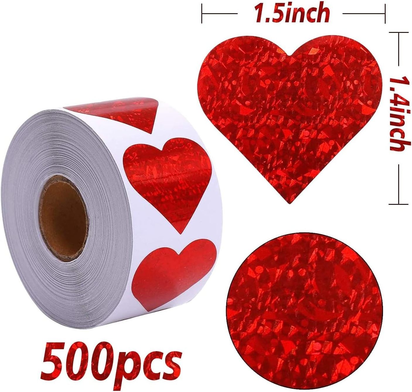 Love Valentine's Day Sticker Sealing Sticker Red Luminous Glitter Heart-shaped Gift Decoration Sticker For Wedding Anniversary