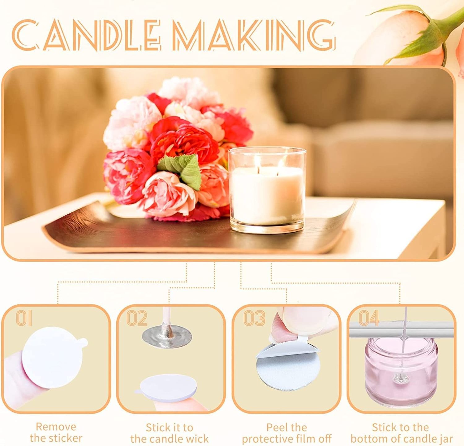 Candle Making Wick Accessory Diy Cotton Wicks Glue Dot Double Side Sticker White Candle Wick Sticker