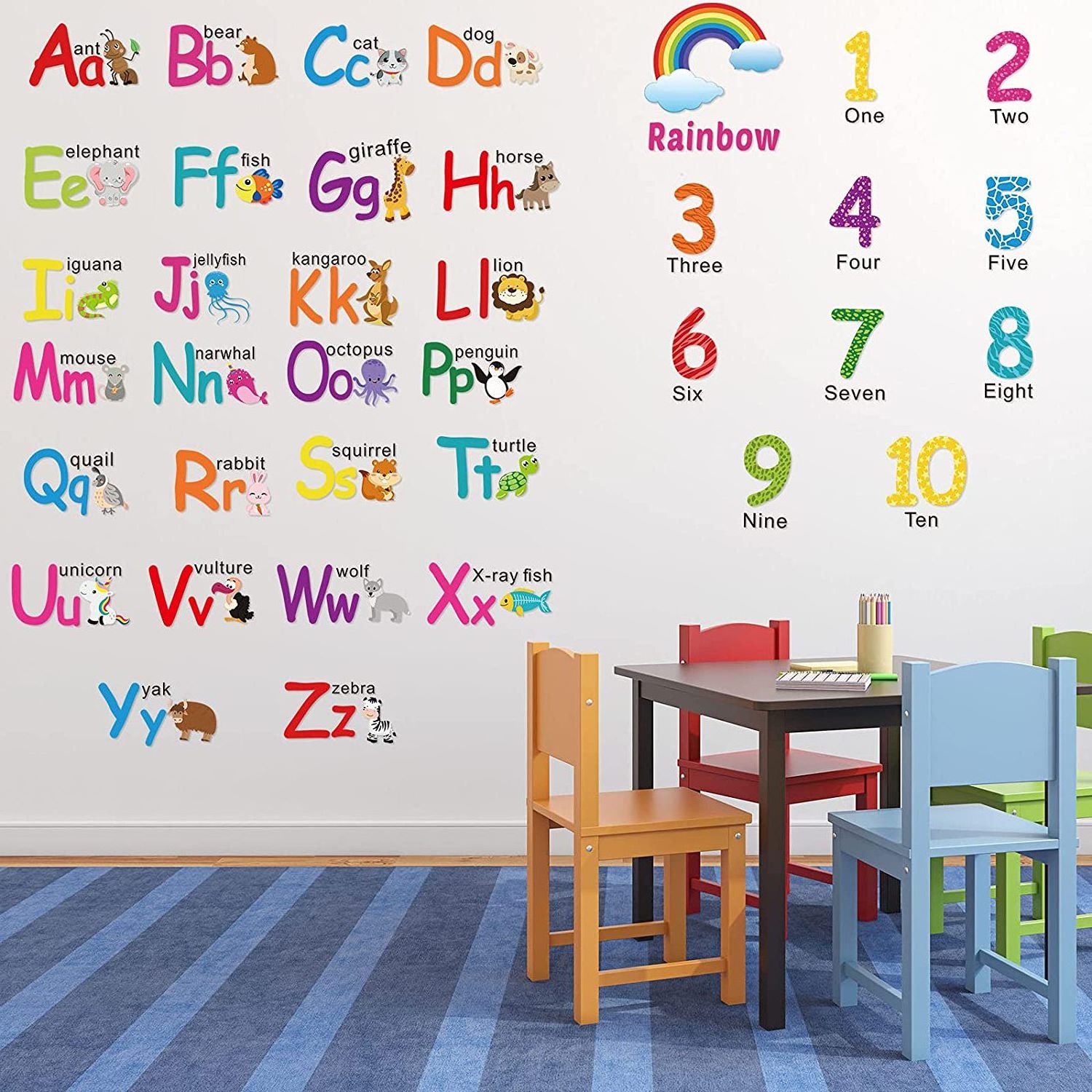 6 Sheets Alphabet Number Color Weather Alphabet Wall Sticker Children's Early Education Child Room Decoration Sticker Wall Decal