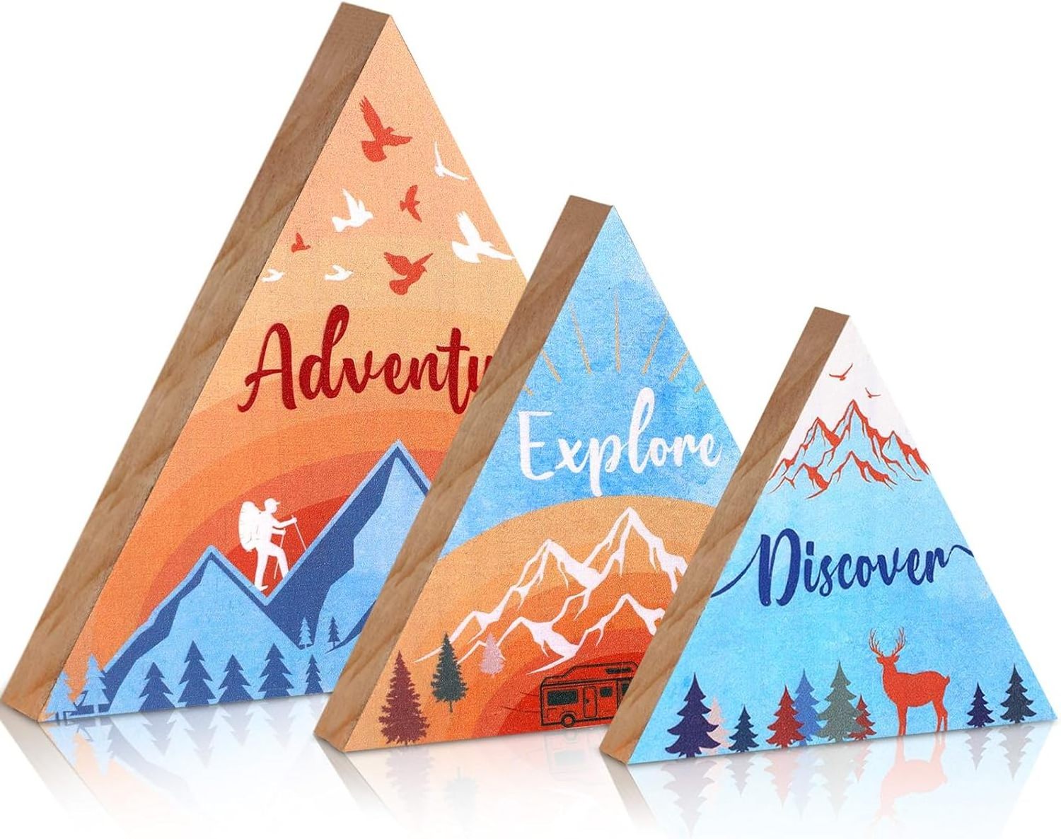 Wooden Mountain Decor Woodland Adventure Decor for Boy Travel Adventure Mountain Table Decor Centerpiece for Home Bedroom