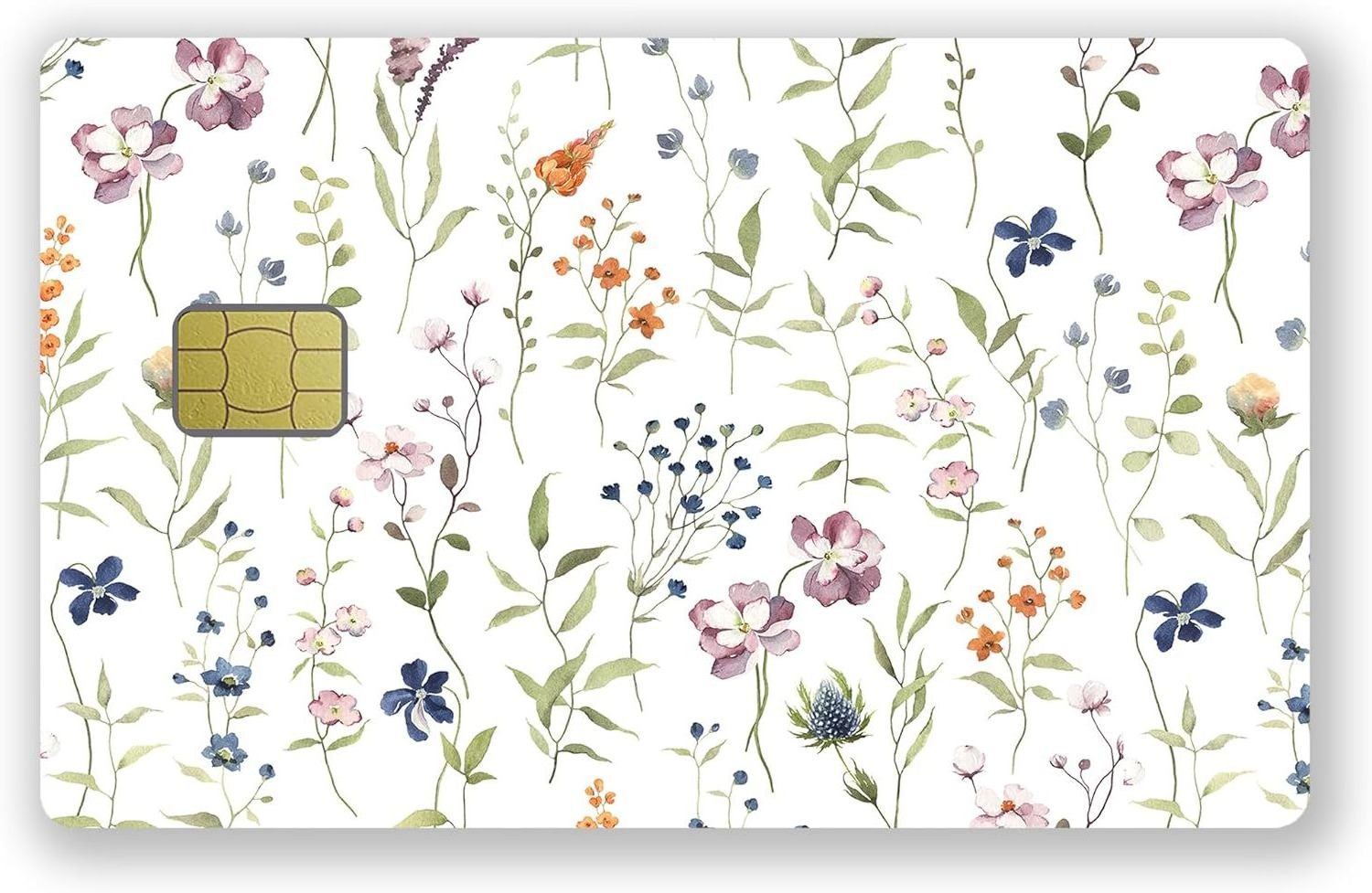 White Wildflower Floral Card Stickers Skin Slim Waterproof Anti-Wrinkling Removable Vinyl Debit Cover Credit Card Decals