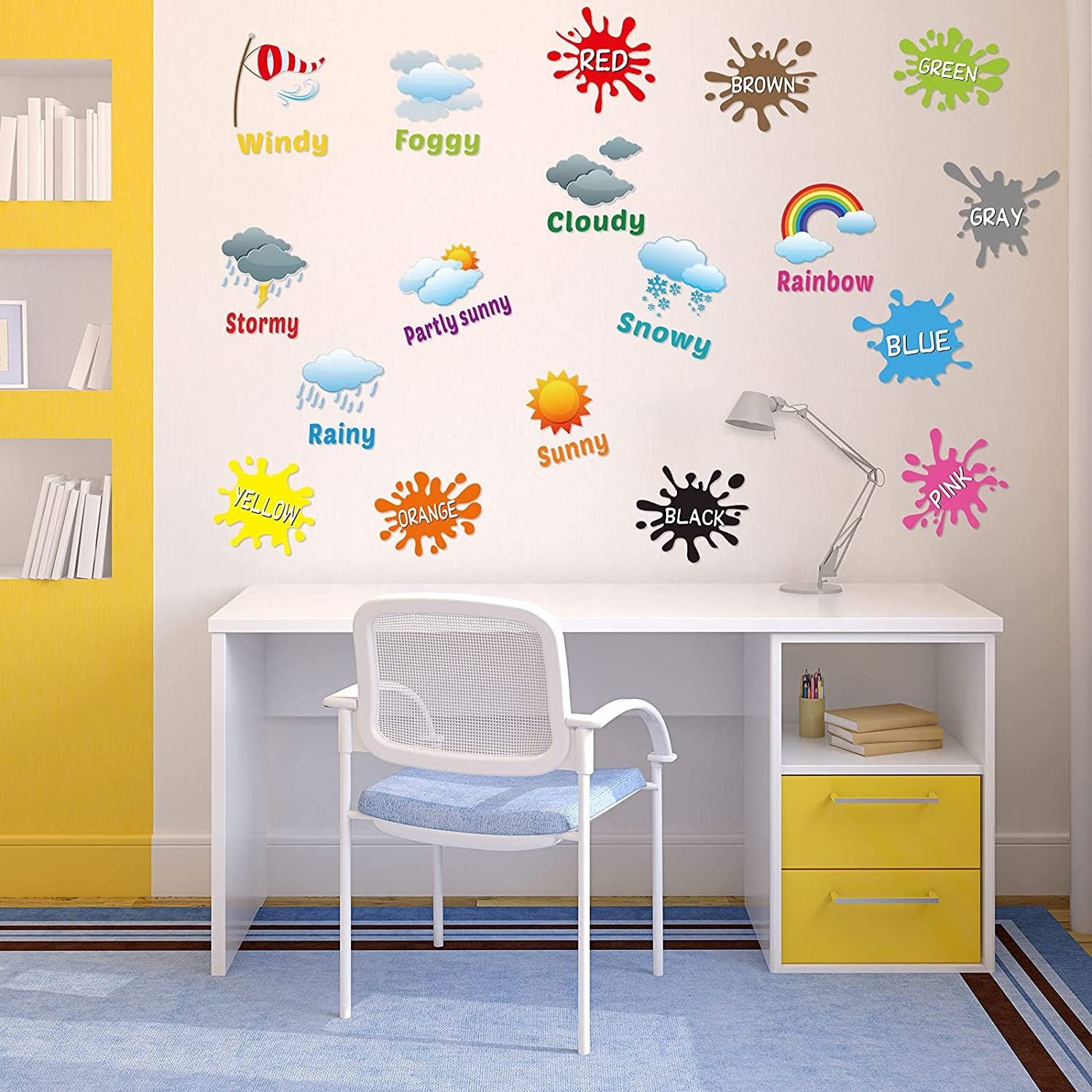 6 Sheets Alphabet Number Color Weather Alphabet Wall Sticker Children's Early Education Child Room Decoration Sticker Wall Decal