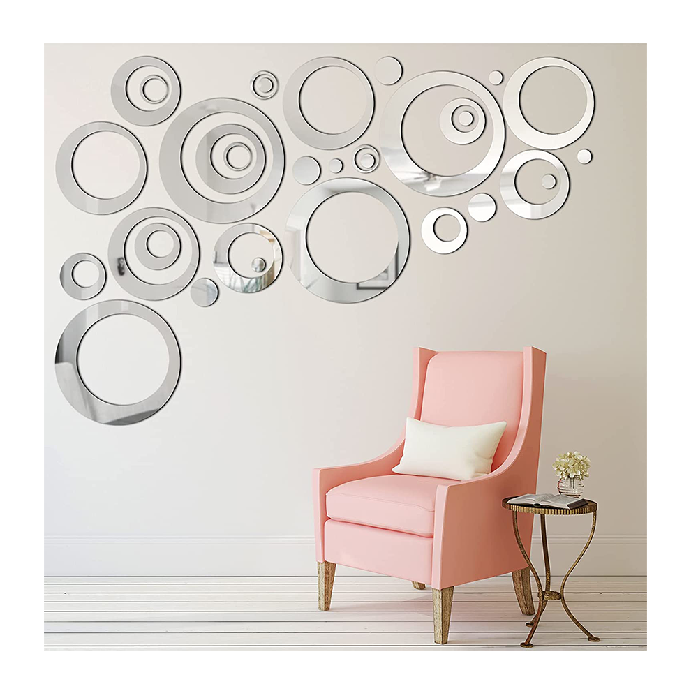 Acrylic Circle Mirror Wall Stickers Round Dots Mirror Wall Decals for DIY Living Room Bedroom Office Decorations