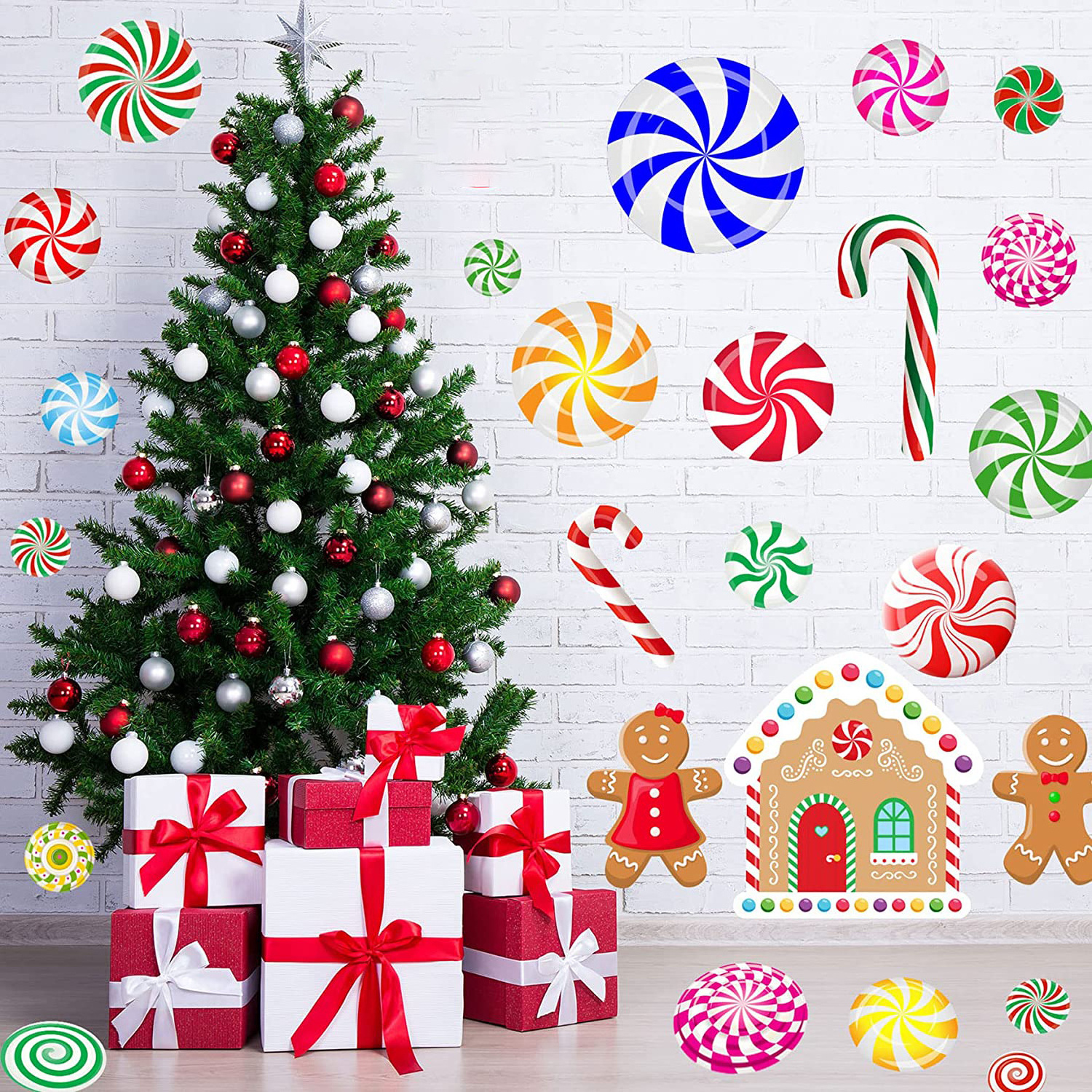 Peppermint wall Decals Stickers for floor Christmas Stickers for Wall Candy Wall Stickers Christmas