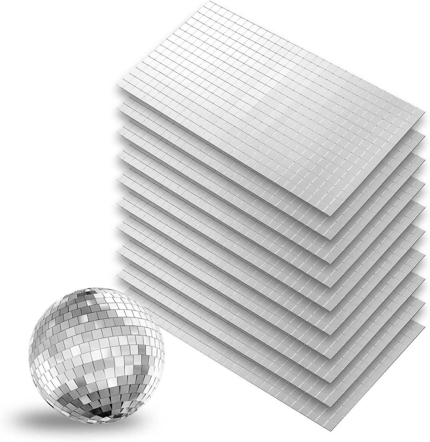 Self-Adhesive Mirror Tiles for DIY Disco Balls Mini Glass Tiles for Art Collage Indoor Outdoor Craft Decoration