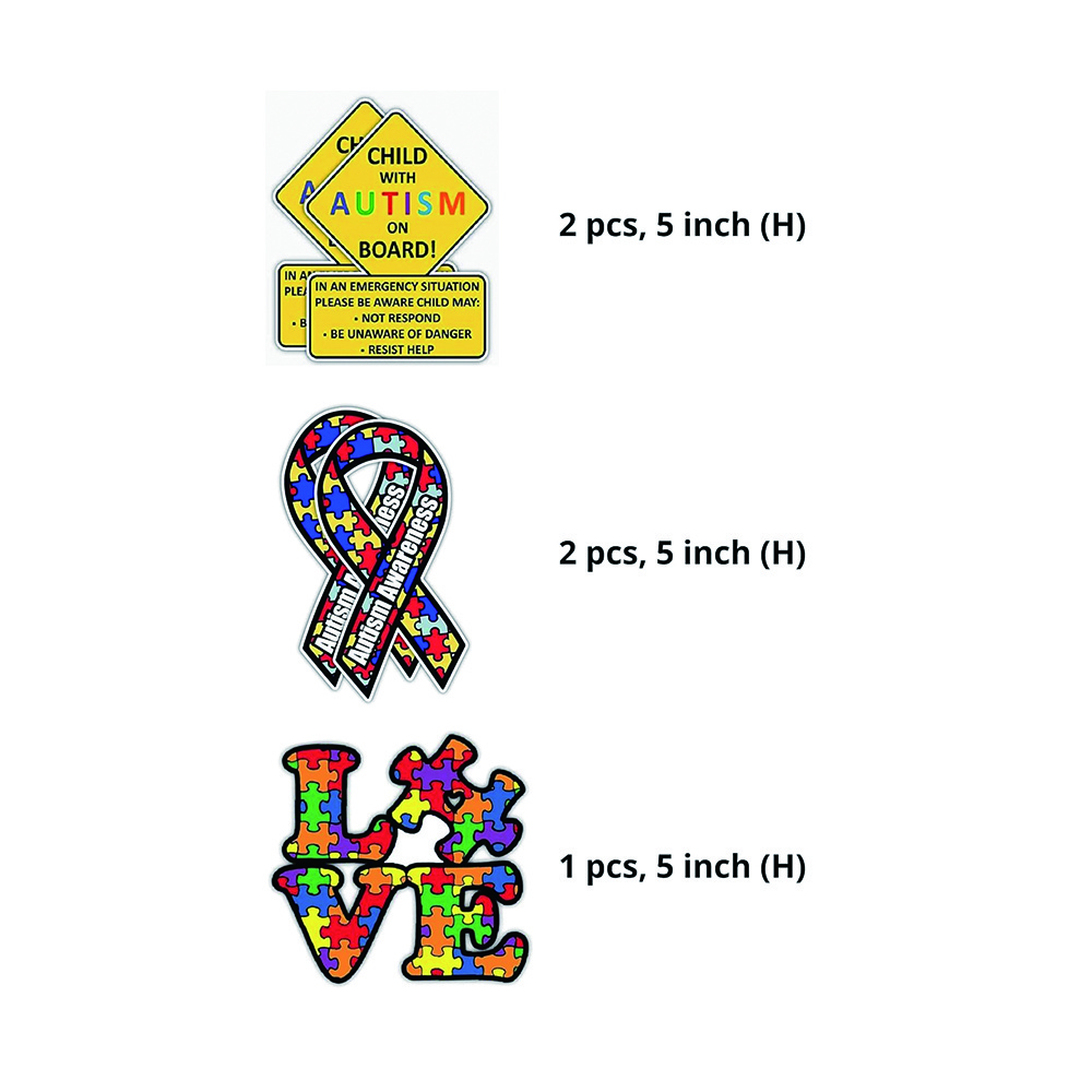 Autistic Occupant in Vehicle and Autism Awareness Love Puzzle Stickers Decals for Car Truck Van SUV Window Wall Cup Tumblers