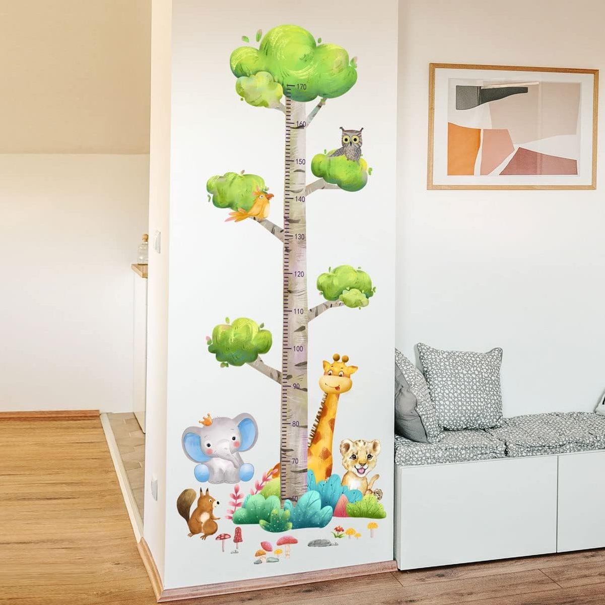 Custom Height Growth Chart Wall Sticker Children Living Baby Room Decoration Giraffe Animals Peel Stick Art Wall Decor for Kids