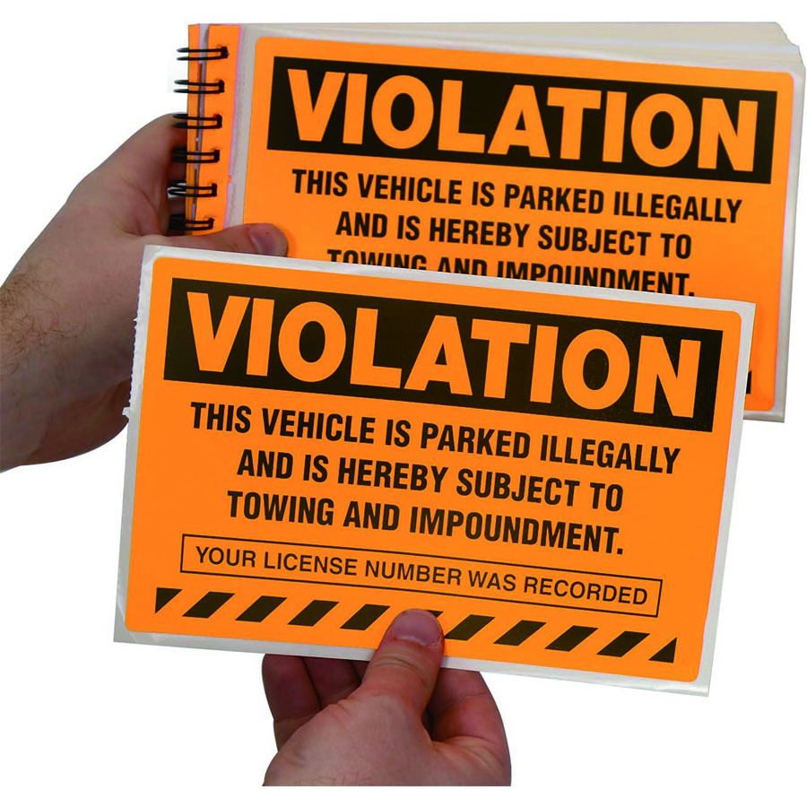 Parking Violation Stickers Vehicle Illegally Parked Subject to Impoundment Sticker Hard to Remove Write-On Tickets