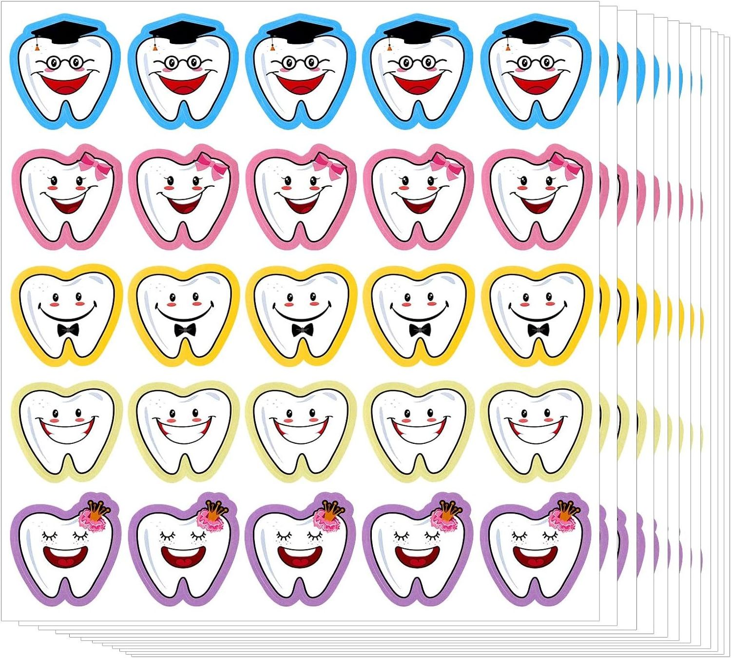 Custom Tooth Shaped Dental Stickers for Kids Classroom Party Prizes Car Office Wall Laptop Windows