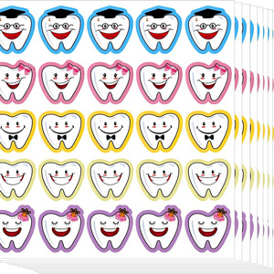 Custom Tooth Shaped Dental Stickers for Kids Classroom Party Prizes Car Office Wall Laptop Windows