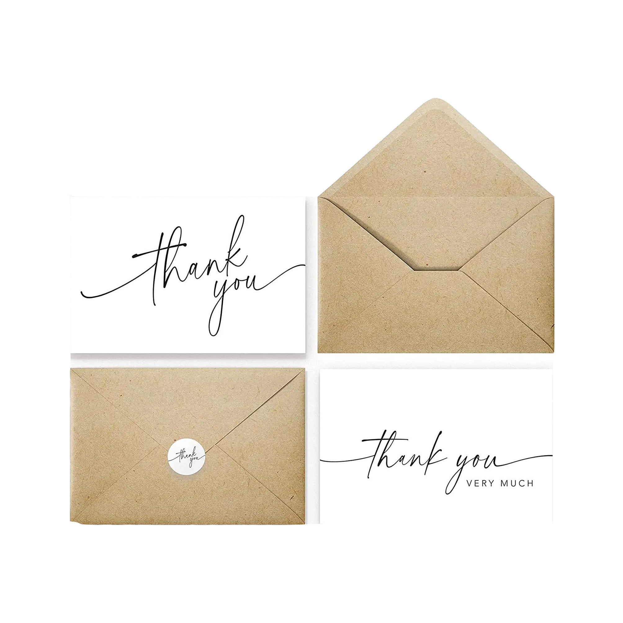 Thank You Cards with Kraft Envelopes and Matching Stickers for Business Baby Shower Wedding Small Business