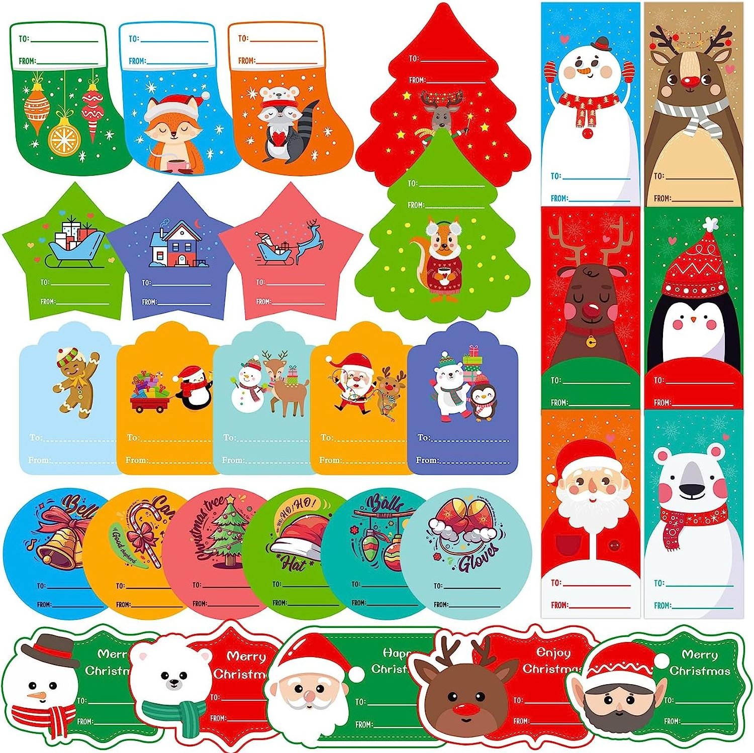 Customized reusable pvc kiss cut merry christmas decorations window glass static cling vinyl stickers