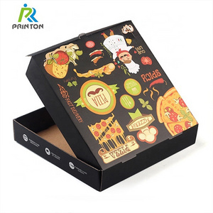 12 inch 16 inch 18 inch Wholesale Custom printed logo round corrugated black cardboard pizza packing box