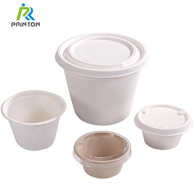 Printon 2oz 4oz eco friendly disposable small portion bagasse condiment sauce container