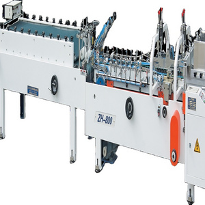 ZH-800/800C/880/1000 Automatic Carton Box Folding Gluing Machine Paper Electric Manufacturing Plant CE Provided Cold Glue 1800