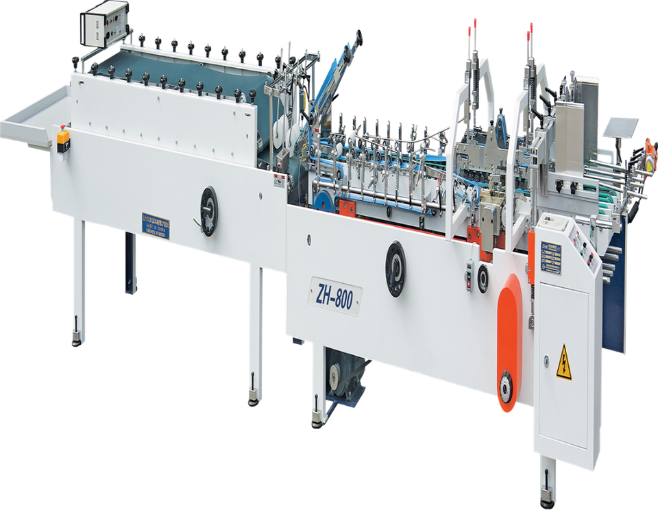 ZH-800/800C/880/1000 Automatic Carton Box Folding Gluing Machine Paper Electric Manufacturing Plant CE Provided Cold Glue 1800