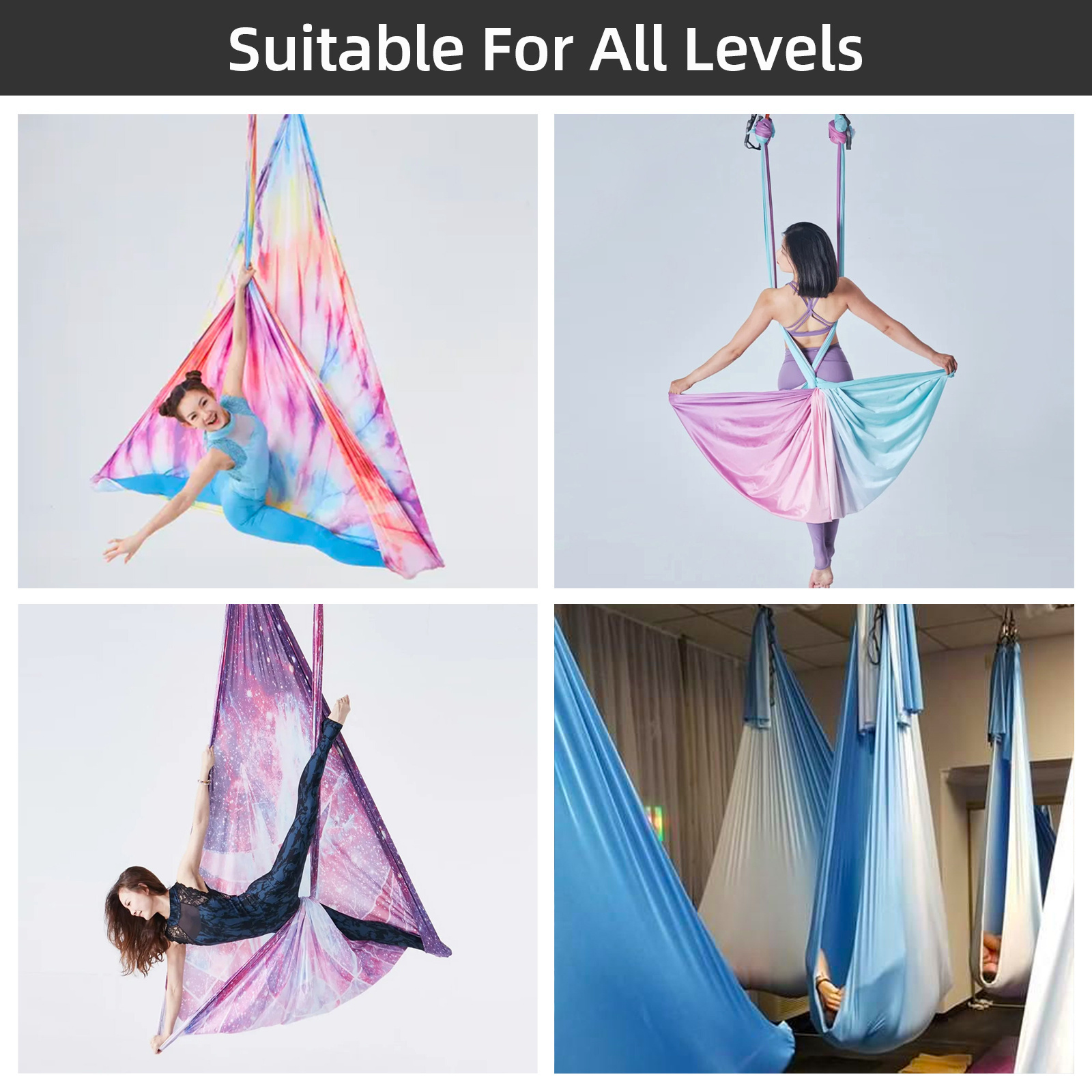 Custom aerial yoga hammock aerial swing Ombre aerial silk fabric