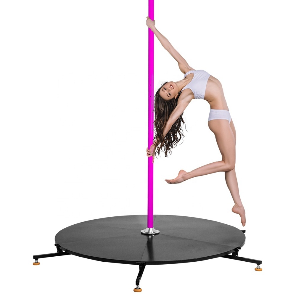 2023 latest version  Stripper Pole Stage Pink Silicone Pole Spinning Static Pole Dance Stage