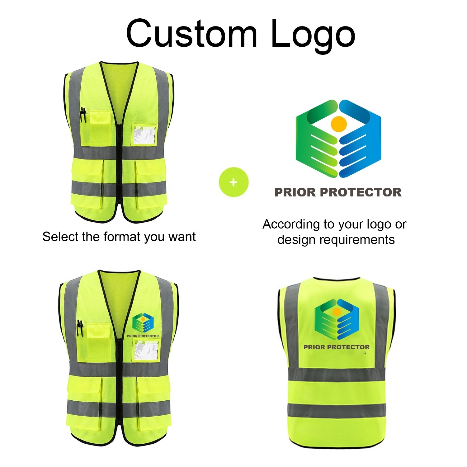 Sport breathable work poli Hi Vis yellow construction icon bike running motorcycle safety reflective vest with phone storage