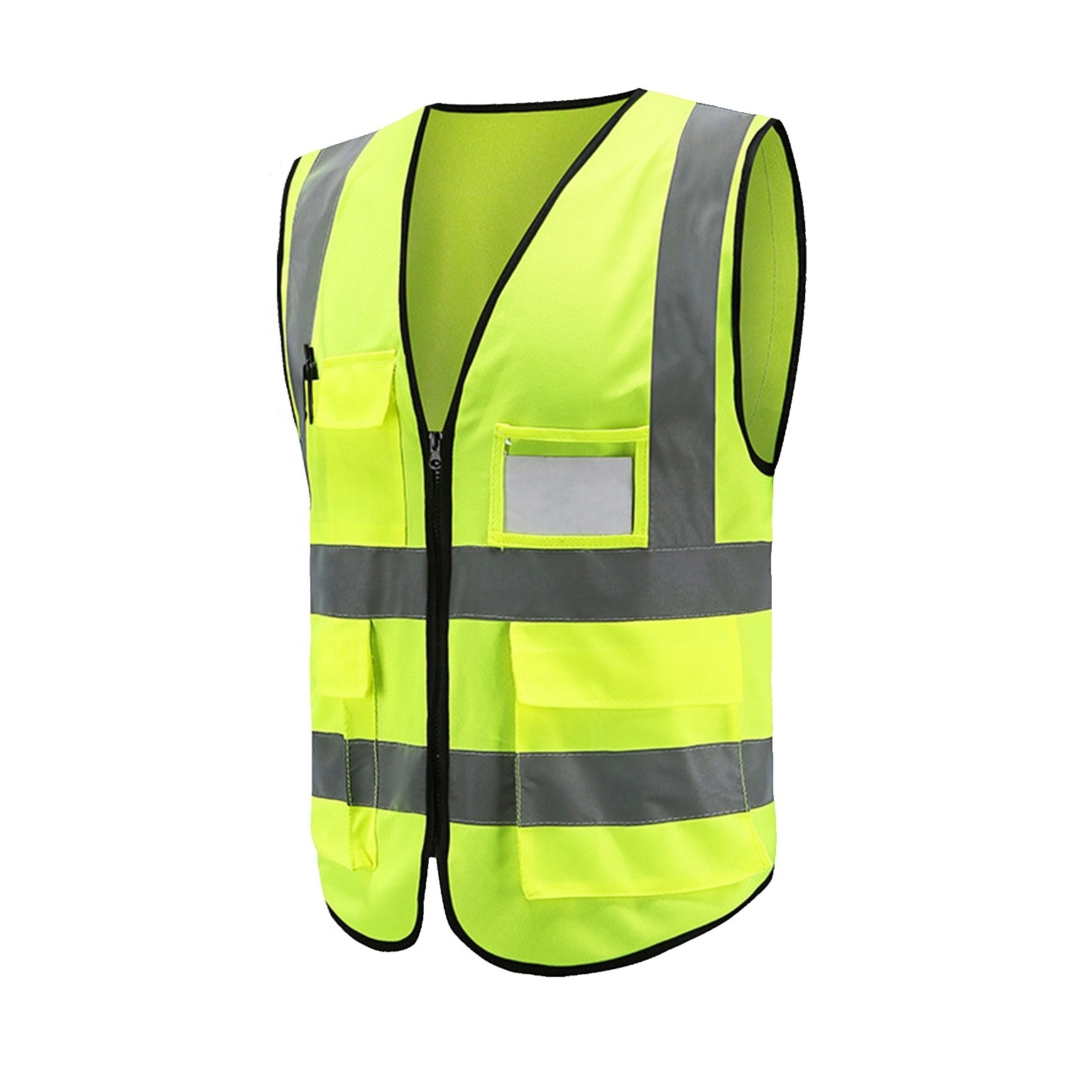 Sport breathable work poli Hi Vis yellow construction icon bike running motorcycle safety reflective vest with phone storage