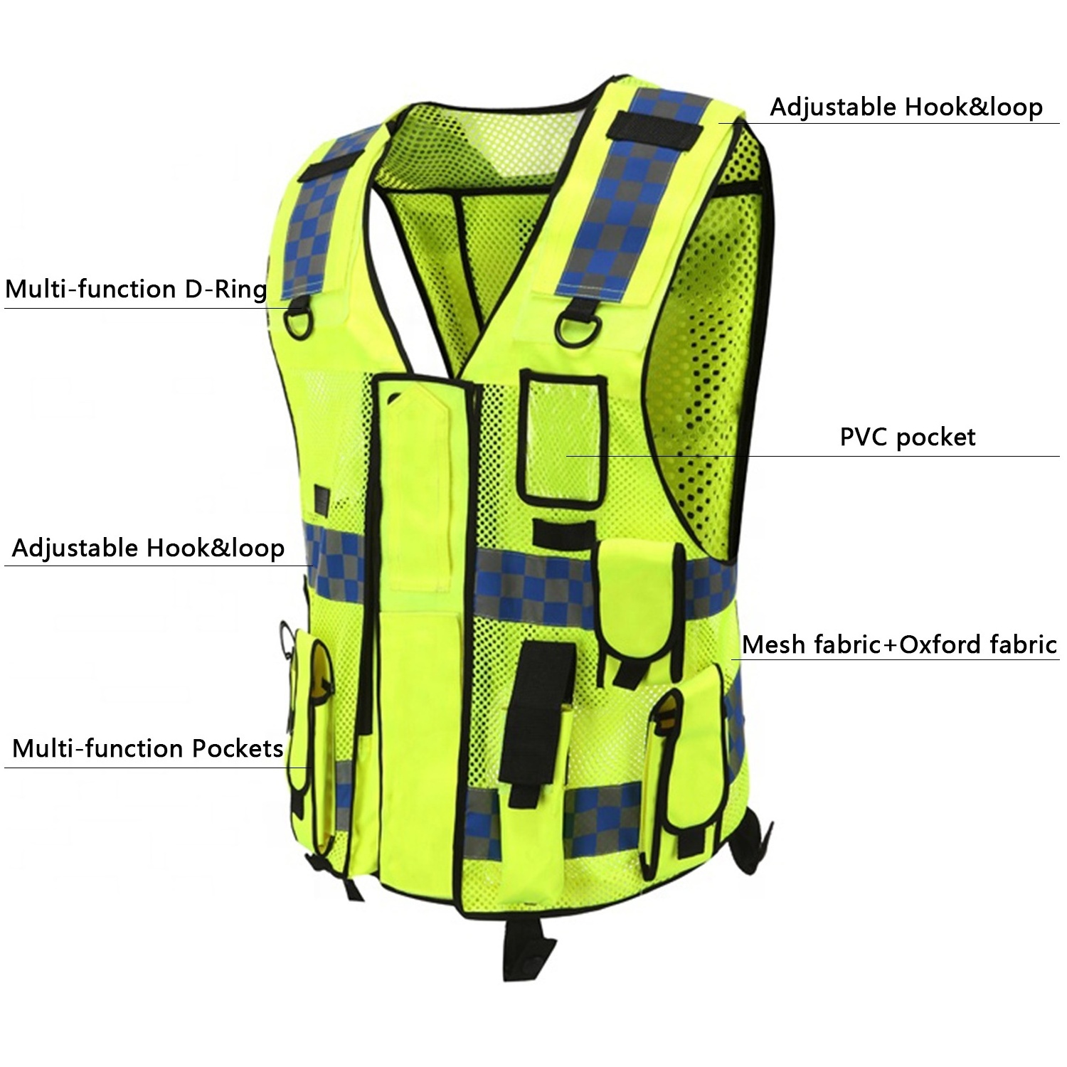 Heavy duty Hi Vis security vest safety protection light safety homme reflect safe orange multicolor reflect vest with pockets