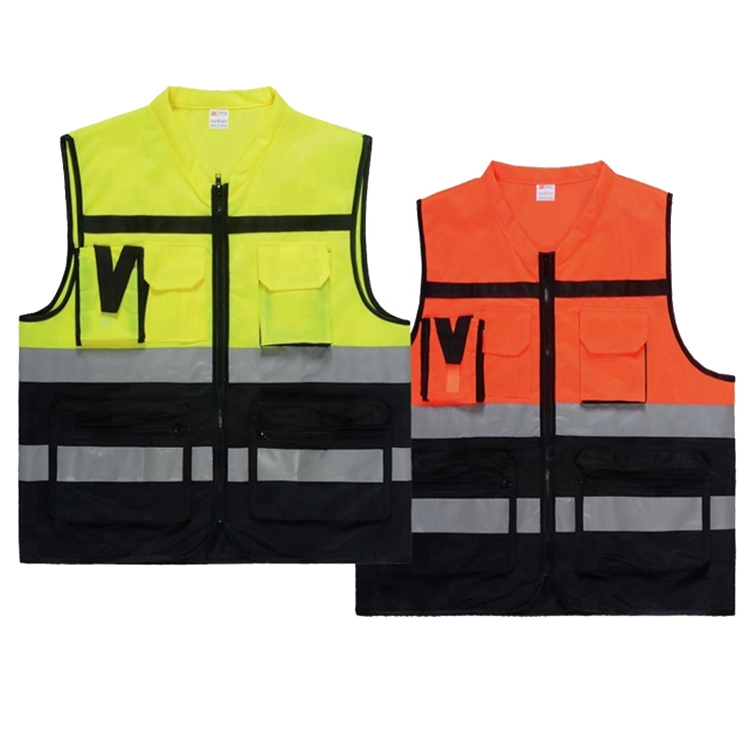 Blue security safety black Hi Vis jackets soccer training high visibility construction safety vest with reflective strips