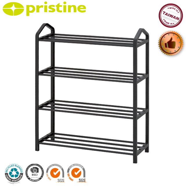 Quality OEM shelf wholesale Taiwan home storage metal 4-Tier Shoe Rack for Entryway Closet Free Standing Shoe Storage Racks