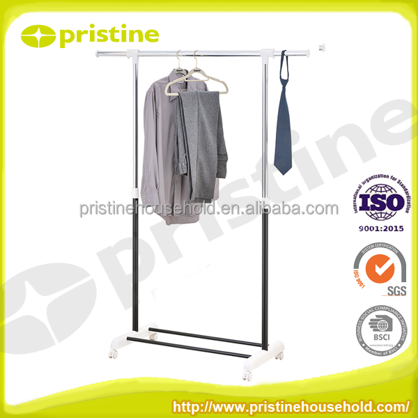 SALE eBay wholesale Taiwan household storage furniture manufacturer MIT DIY home laundry room Single Telescopic Clothes Rack