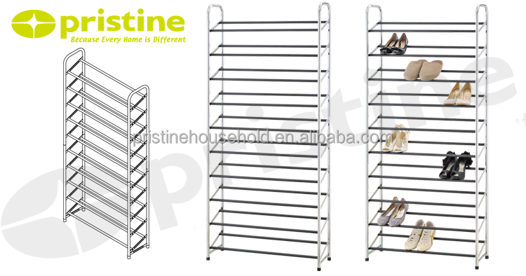 shopee MIT Taiwan Manufacturer wholesale Living Room Furniture metal shoe tree rack 10 tier shoe rack