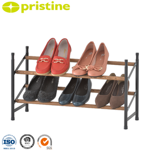 Best SALE eBay wholesale Taiwan household storage manufacturer 2 tier extendable wood grain Shoe Rack Wholesale