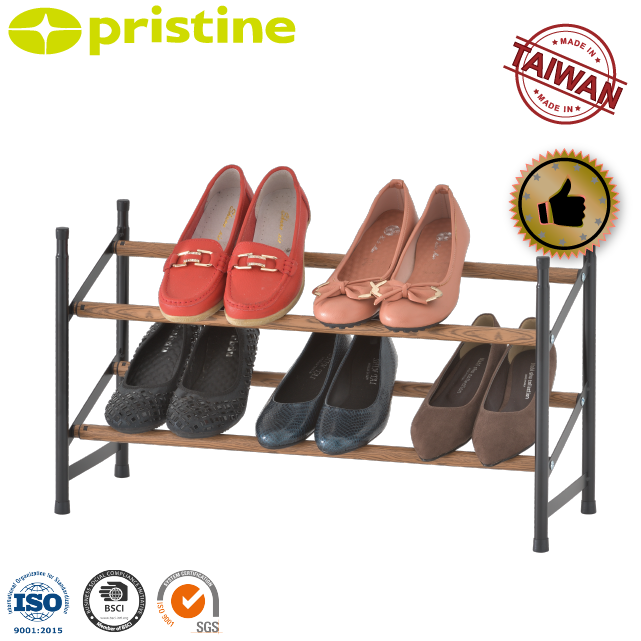 Best SALE eBay wholesale Taiwan household storage manufacturer 2 tier extendable wood grain Shoe Rack Wholesale