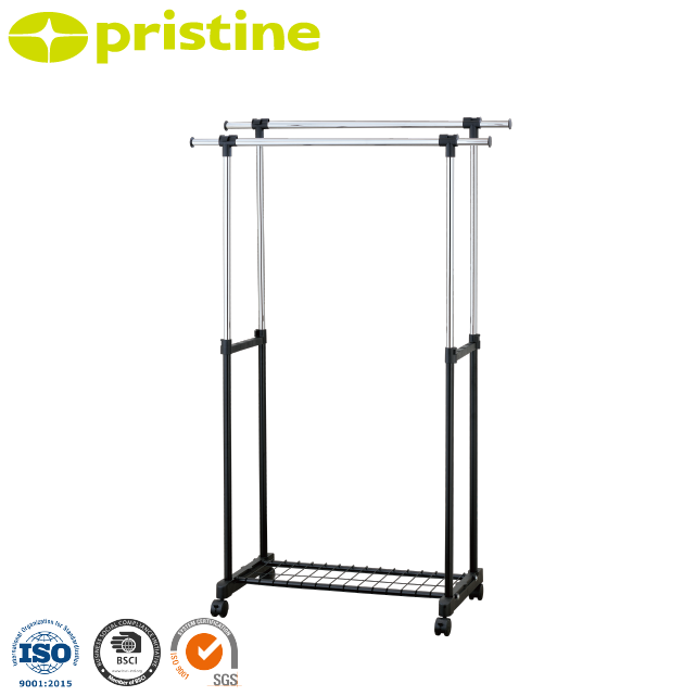 MIT factory Furniture Manufacturer double pole clothes rack with wire clothes stand