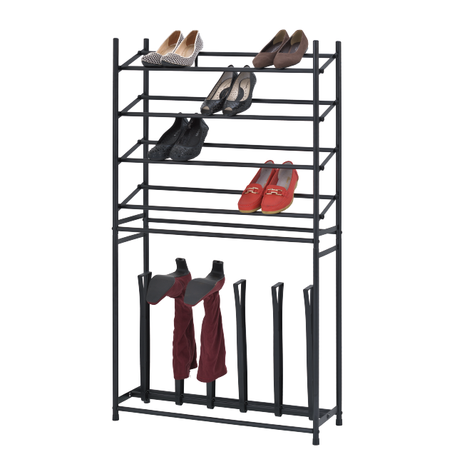 OEM shelf Organizer Taiwan home storage Furniture Manufacturer simple metal DIY 4 tier shoe rack with 3 pair Boot holder