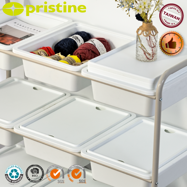 Taiwan home storage Furniture Manufacturer household small middle big 9-drawer rolling storage organizer plastic box with cover