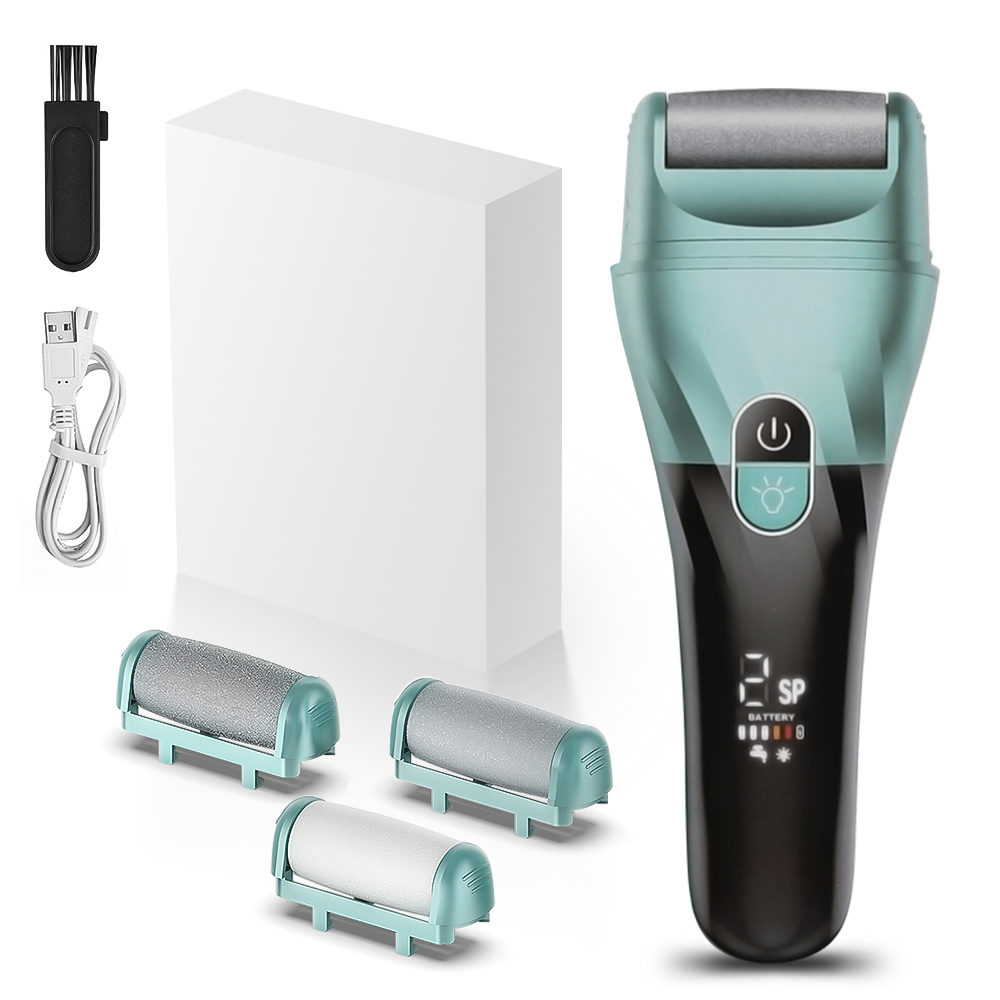 PRITECH Pedicure Electric Foot File Interchangeable Roller Head Electric Foot Grinder Callus Remover with LED Display