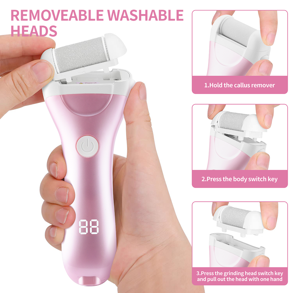 PRITECH Electric Foot File Interchangeable Head Electric Foot Grinder Callus Remover with LED Display