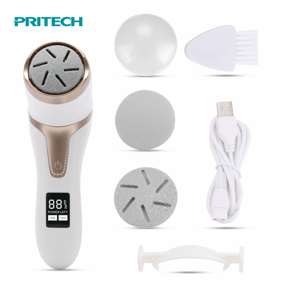 Pritech Rechargeable Foot Scrubber Electric Foot File Pedicure Tools Feet Callus Remover