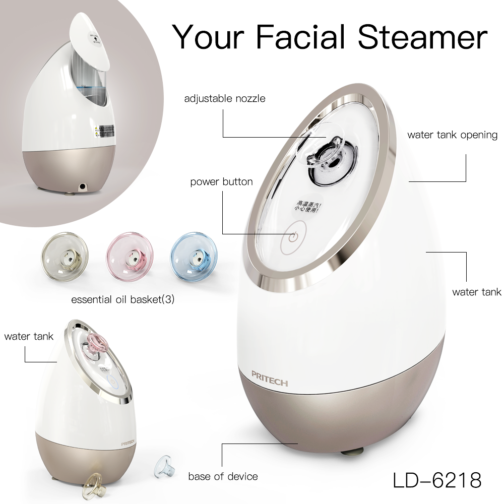 PRITECH Professional Popular Products Ozone Facial Steamer, Portable Spa Electric Facial Steamer