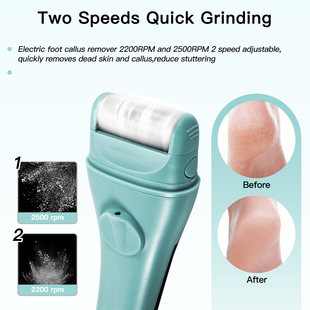 PRITECH Pedicure Electric Foot File Interchangeable Roller Head Electric Foot Grinder Callus Remover with LED Display