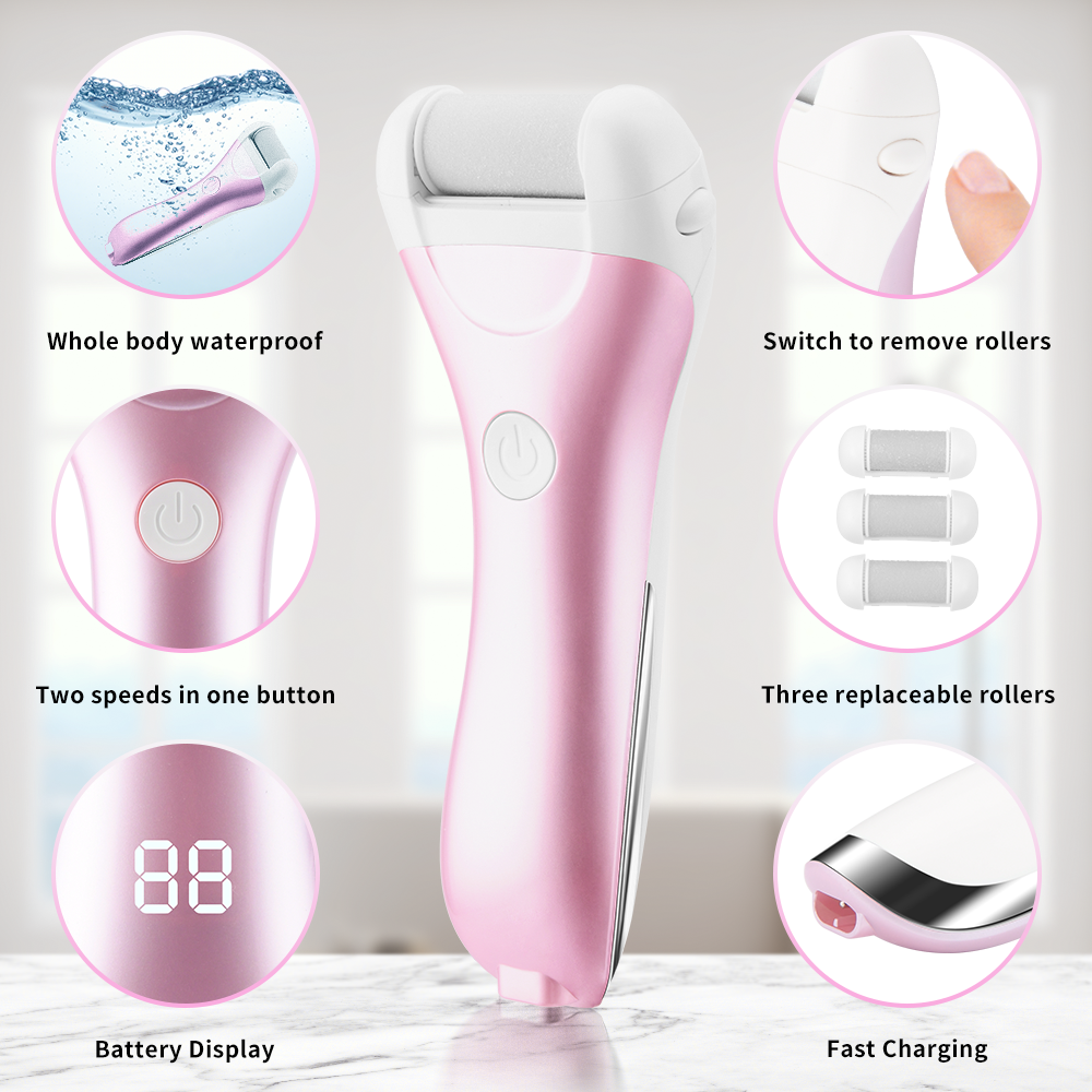 PRITECH Electric Foot File Interchangeable Head Electric Foot Grinder Callus Remover with LED Display