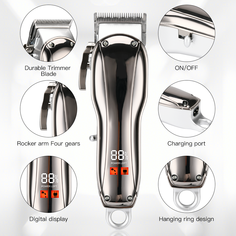 PRITECH USB Rechargeable Hair Cutting Machine Professional Salon Cordless Hair Clipper