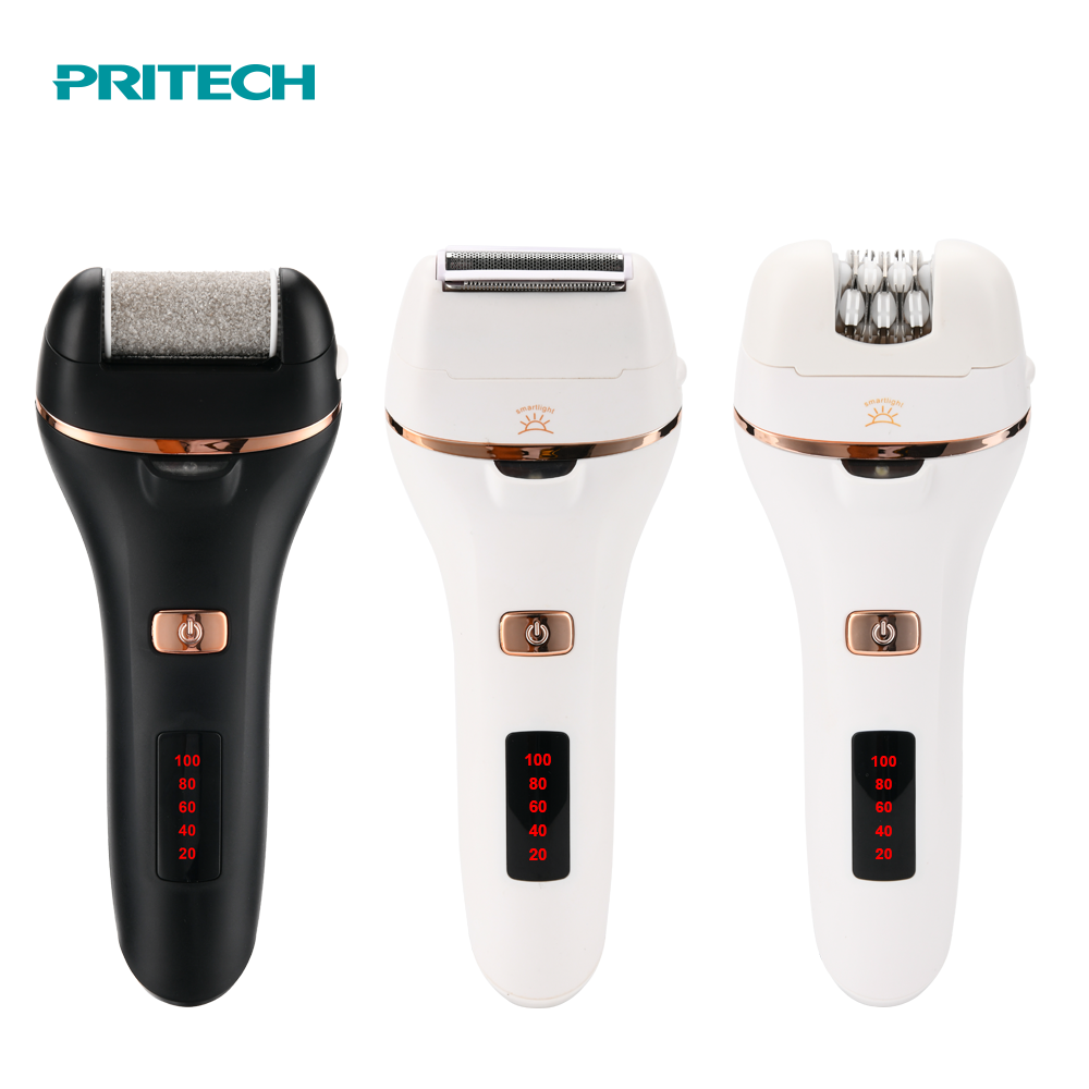 PRITECH 3 in 1 Electric Callus Remover Foot File Rechargeable Foot Scrubber Pedicure kit Electric Foot Grinder for Feet