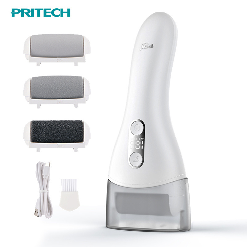 PRITECH Portable Pedicure Tools IPX6 Waterproof Electric Foot File Electric Callus Remover with two speeds