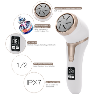 PRITECH Digital Screen Waterproof IPX6 High Quality Rechargeable Pedicure Foot Electric Callus Remover