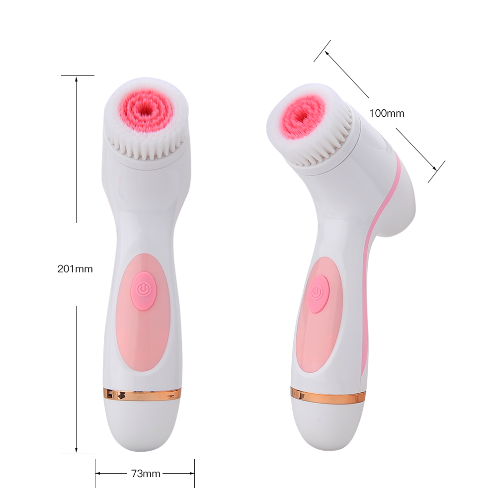 PRITECH Three 3 Interchangeable Brush Heads Rotation Gentle Exfoliation Pore Facial Cleansing Spin Brush Set