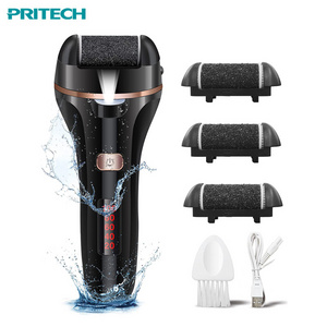 PRITECH 2022 New IPX7 Waterproof Portable Professional Electric Foot File Pedicure Callus Remover for Dead Skin