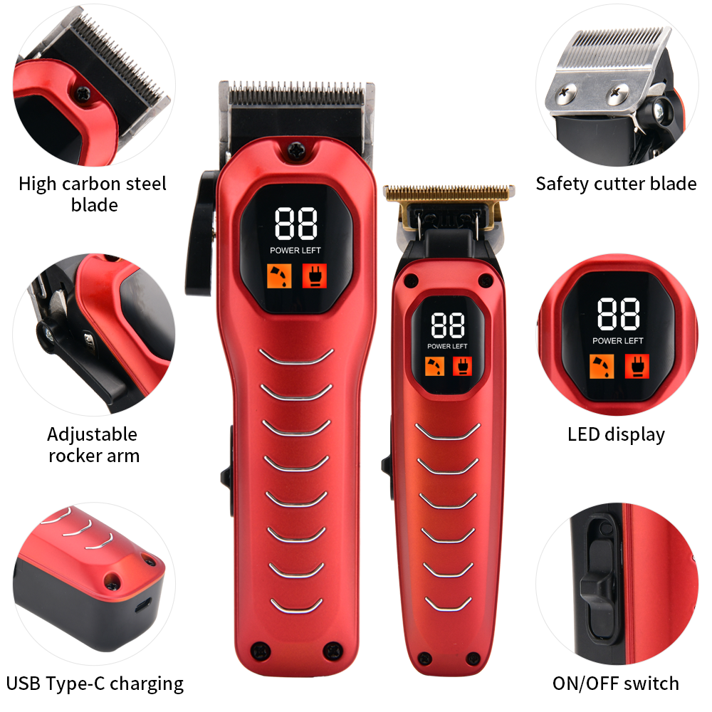 PRITECH large battery cordless barber haircut kit T-Blade Cordless hair clipper