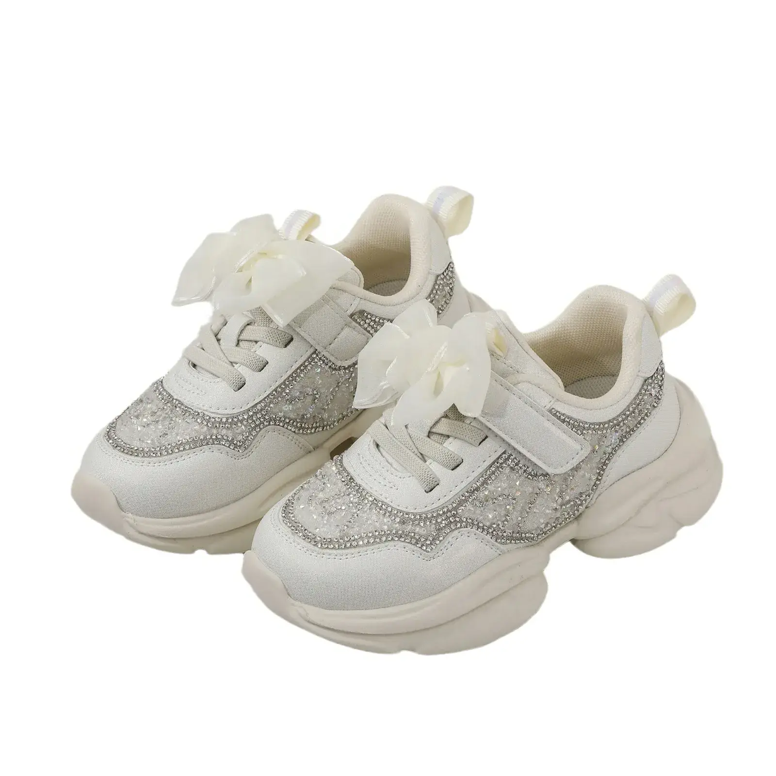 Spring Autumn Children's Sneakers Baby Kids Fashion Sports Running Chunky Trainers Toddler Bow-knot Crystal Sports Shoes