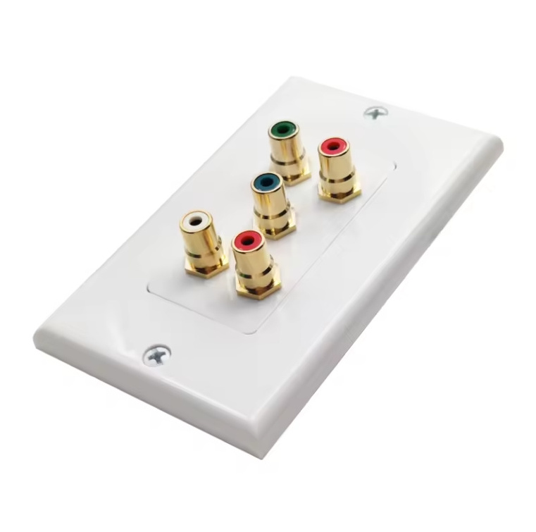 RCA TV Wall Plate 5 RCA Gold Plated Audio Video Wall Plate cable wall plate