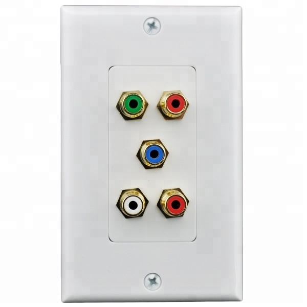 RCA TV Wall Plate 5 RCA Gold Plated Audio Video Wall Plate cable wall plate